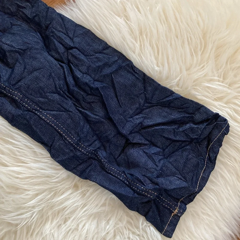 Zara Wrinkle Effect Low-Rise Straight Jeans in Rinse Wash